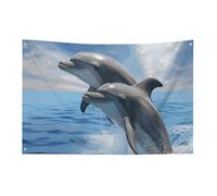 Due delfini Bandiera 0,9 x 1,5 m No Fade Bandiera di benvenuto Giardino Cortile Casa Bandiere Decorative Garden Yard Sign Indoor Outdoor Banner Party Home Decor