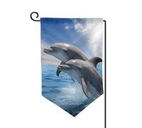 Due delfini bandiere da giardino verticali double face bandiera casa 30,5 x 45,7 cm primavera estate stagionale cortile bandiere vacanze all'aperto decorazione da appendere taglia unica