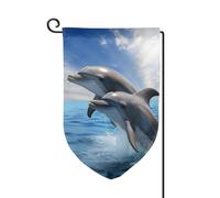 Due delfini bandiere da giardino verticali double face bandiera casa 30,5 x 45,7 cm primavera estate stagionale cortile bandiere vacanze all'aperto decorazione da appendere taglia unica