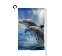 Due delfini bandiere da giardino verticali double face bandiera casa 30,5 x 45,7 cm primavera estate stagionale cortile bandiere vacanze all'aperto decorazione da appendere taglia unica