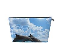 Due delfini, Borsa da toilette Borsa per trucco Borsa per cosmetici Borsa da toilette da viaggio portatile