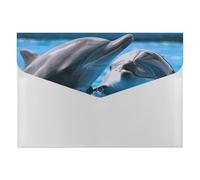 Due delfini nell'acqua Fisarmonica File Organizer 6 Tasche Organizer Cartella Espandibile Cartella a Fisarmonica Cartella con Etichette, Cartelle per documenti da viaggio Buste in plastica con