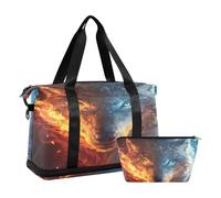 Due distinti lupi borsone da viaggio impermeabile palestra sport Tote Bag Carry On Weekender Bag con scomparto, Due Lupi Distinti, Taglia unica, Borsone da viaggio