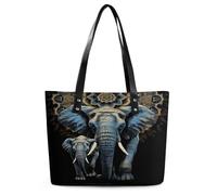Due elefanti su sfondo nero due elefanti in pelle borsa a tracolla da donna borsa a tracolla morbida borsa a tracolla media spaziosa borsa alla moda tote top handle Satchel