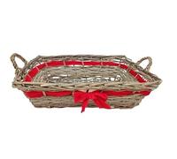 DUE ESSE CHRISTMAS Cesta Regalo Decorativa Grigia con Fiocco Rosso 45 x 34 cm