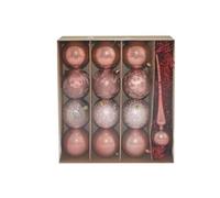 DUE ESSE CHRISTMAS SRL Kit Rosa Antico Puntale+Sfere 8cm 12pz, Come Foto, Taglia Unica