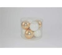 DUE ESSE CHRISTMAS SRL L.Vetro Bianco/Oro Sfere 8cm 8pz, Come Foto, Taglia Unica
