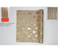 DUE ESSE CHRISTMAS SRL Rotolo Juta 48x270cm Decoro Oro $$, Come Foto, Taglia Unica