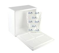 DUE ESSE S.N.C. DI SABATINI ALDO & C. PZ 1 SCATOLA TERMICA PICCOLA BIANCA QUADRATA CM 26 X CM 26 ALTA CM 15 + COPERCHIO + 1 BUSTA GHIACCIO GEL PER CONSERVAZION RIUTILIZZABILE