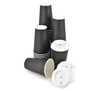 DUE ESSE S.N.C. DI SABATINI ALDO & C. PZ 50 BICCHIERI MAXI NERI IN CARTA DA 16 OZ (470 ML) + PZ 50 COPERCHI BIANCHI CON BECCUCCIO IDEALI PER ASPORTO CAFFE, CIOCCOLATA E CAPPUCCINO
