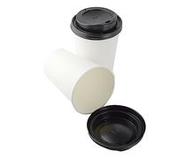 DUE ESSE S.N.C. DI SABATINI ALDO PZ 50 BICCHIERI IN CARTA BIANCHI DA 12 OZ (350 ML) + COPERCHIO NERO CON BECCUCCIO IDEALE PER ASPORTO BEVANDE CALDE