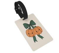 Due etichette per bagagli, colore verde zucca, a forma di coquette, ideali per viaggi e zaini da crociera