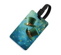 Due etichette per bagagli con cappello da leprechaun verde luccicante