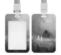 Due fantasmi casa abbandonata nebbioso raccapricciante campo ID porta badge clip retrattile porta carte di credito protezione nome badge targhetta per lavoro ufficio medico infermiera