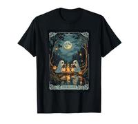 Due Fantasmi Che leggono Tarocchi Classici Il Lettore Halloween Vibe Maglietta