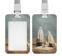 Due fantasmi con cestini da picnic vintage porta badge identificativo retrattile clip porta carte di credito protezione nome badge targhetta per lavoro ufficio medico infermiera