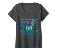 Due Fantastici per la Scuola Ice Pop Summer Learning Fun Maglietta con Collo a V, Donna, Grigio Scuro, S
