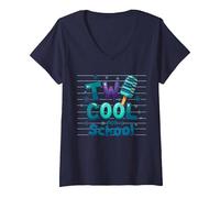 Due Fantastici per la Scuola Ice Pop Summer Learning Fun Maglietta con Collo a V, Donna, Navy, L