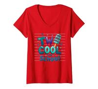 Due Fantastici per la Scuola Ice Pop Summer Learning Fun Maglietta con Collo a V, Donna, Rosso, S