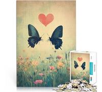 Due farfalle e un cuore Puzzle da 1000 pezzi per adolescenti Allena il tuo cervello e le tue mani perché è ideale come regalo per tutta la famiglia 38x26cm