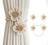 Due fermatenda in corda floreale in cotone e lino, progettati per mantenere le tende raccolte e aggiungere eleganza a salotti e uffici (beige)