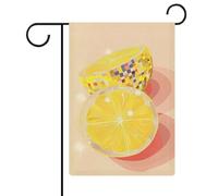 Due fette di limone con palla da discoteca fantasia minimalista giardino bandiera casa cortile esterno bandiera stagionale vacanza juta doppia faccia bandiera 30,5 x 45,7 cm
