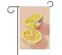 Due fette di limone con palla da discoteca in vetro fantasia bandiera giardino casa cortile esterno bandiera stagionale vacanza juta doppia faccia bandiera 30,5 x 45,7 cm