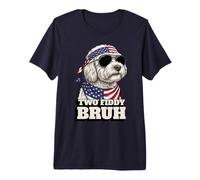 Due Fiddy Bruh Patriotic Doodle Cane Maglietta Premium
