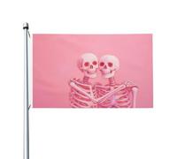 Due figure scheletriche che si abbracciano a vicenda bandiere per la casa del cortile, 0,9 x 1,5 m, striscione di auguri con occhielli per interni ed esterni, decorazioni per la casa