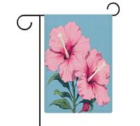 Due fiori di ibisco bandiera da giardino su entrambi i lati bandiere da cortile per esterni benvenuto vacanze stagionali bandiera bandiera per feste vacanze all'aperto portico decorazione per la casa