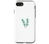 Due foglie azzurre che disegnano linee divertenti Custodia per iPhone SE (2020) / 7/8