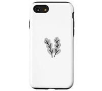 Due foglie grigio chiaro che disegnano linee divertenti Custodia per iPhone SE (2020) / 7/8