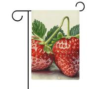 Due fragole bandiere da giardino 30,5 x 45,7 cm bandiera esterna a doppia faccia bandiera estiva da giardino di benvenuto bandiere da giardino stagionali decorazioni per le vacanze