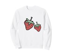 Due Fragole Frutta Linea Disegno Rosso Cibo Divertimento Felpa