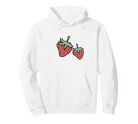 Due Fragole Frutta Linea Disegno Rosso Cibo Divertimento Felpa con Cappuccio