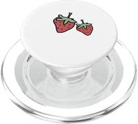 Due Fragole Frutta Linea Disegno Rosso Cibo Divertimento PopSockets PopGrip per MagSafe