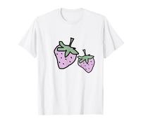 Due Fragole Rosa Cibo Frutta Disegno Divertente Maglietta