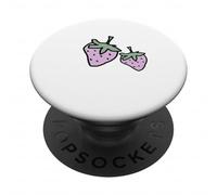 Due fragole rosa cibo frutta disegno divertente PopSockets PopGrip Adesivo