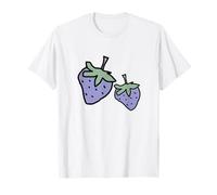 Due Fragole Viola Frutta Cibo Disegno Divertente Maglietta