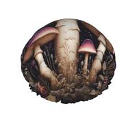 Due funghi viola nei boschi cuffia da doccia taglia unica con tessuto impermeabile a doppio strato, adatto per il bagno e la cura della pelle