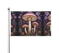 Due funghi viola nel bosco Stampe Bandiera su entrambi i lati 3 x 5FT leggera e resistente al colore con asole Ideale per feste all'aperto e giardini.