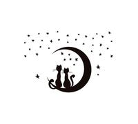 Due gatti che si siedono sulla Godendo le stelle Moonlight Wall Sticker