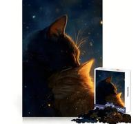 Due gatti in una notte stellata - Puzzle per ragazzi - 1000 pezzi - Stimolante per la mente - Gioco rilassante - Incastro preciso - Regalo per le vacanze (38x26cm)