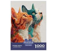 Due Gatti Jigsaw 1000Pcs Cute Animales Puzzle Classic Adulti Ragazzi Rilassamento Intelligence Idea Regalo Uomo Donna 70x50cm/1000pcs