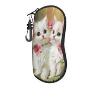 Due gattini bianchi fiori rossi custodia per occhiali da sole luce borsa per occhiali da sole custodia per occhiali da vista