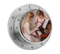 Due giovani ragazze al pianoforte 1892 Timer da cucina con conto alla rovescia di 60 minuti per lo studio a casa