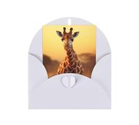 Due giraffe che corrono sul Barren stampa adorabili biglietti vuoti e buste, design unico perfetto per festival, inviti