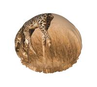 Due giraffe che corrono sulla sterile cuffia da doccia per donne, cuffie da bagno elastiche e riutilizzabili, cuffia da doccia a doppio strato impermeabile, cuffie da doccia da bagno