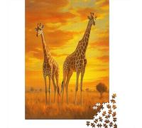 Due Giraffe nella Savana Puzzle Per Adulti |Scena del Tramontory| 70x50cm/1000pcs Puzzle Giochi EduGattoivi,decorazioni Per La Casa
