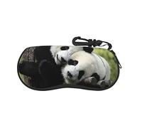 Due grandi panda Custodia per occhiali con cerniera Custodia morbida per occhiali da sole con cerniera portatile leggera Custodia per occhiali da sole sportiva 6,7x3,1 pollici